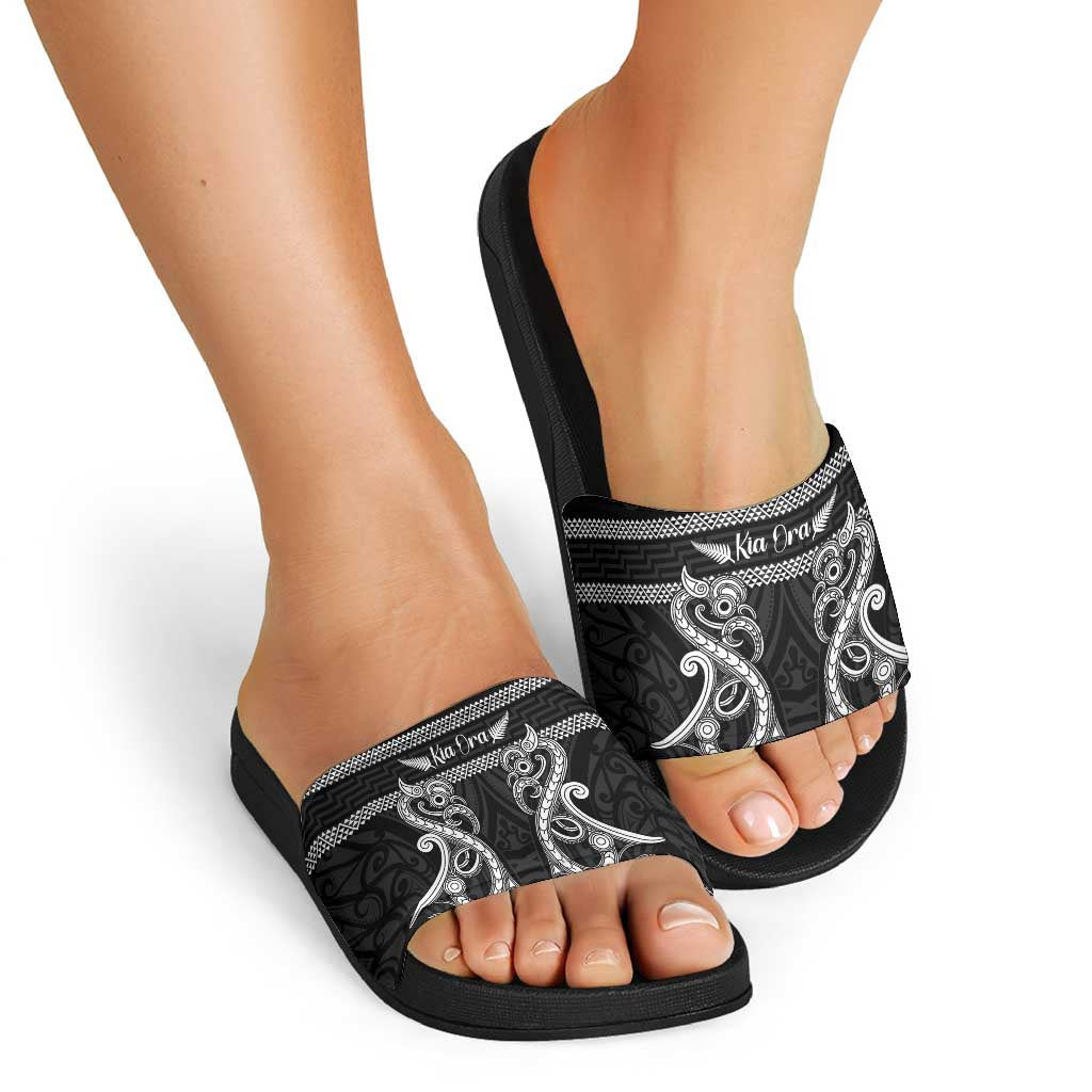 Kia Ora New Zealand Slide Sandals Maori Language Week Pango Taniko Motif LT14 - Polynesian Pride