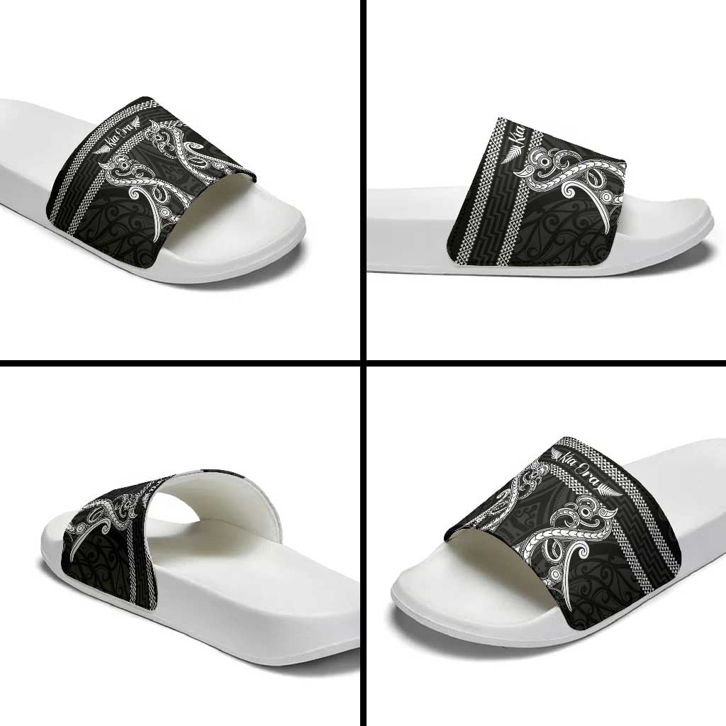 Kia Ora New Zealand Slide Sandals Maori Language Week Pango Taniko Motif LT14 - Polynesian Pride