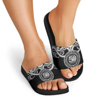 Kia Kaha Te Reo Maori New Zealand Slide Sandals 50th Anniversary Ake Ake Ake LT14 - Polynesian Pride