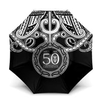 Kia Kaha Te Reo Maori New Zealand Umbrella 50th Anniversary Ake Ake Ake LT14 One Size Folded 11.42 inch Opened Diameter 37.4 inch Black - Polynesian Pride