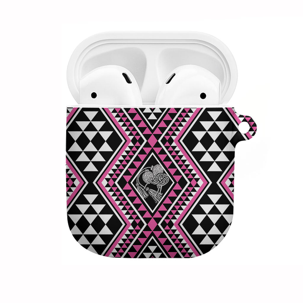 New Zealand Mawhero Taniko Motifs AirPods Case Maori Poi Dance Costume Inspired LT14 Pink - Polynesian Pride