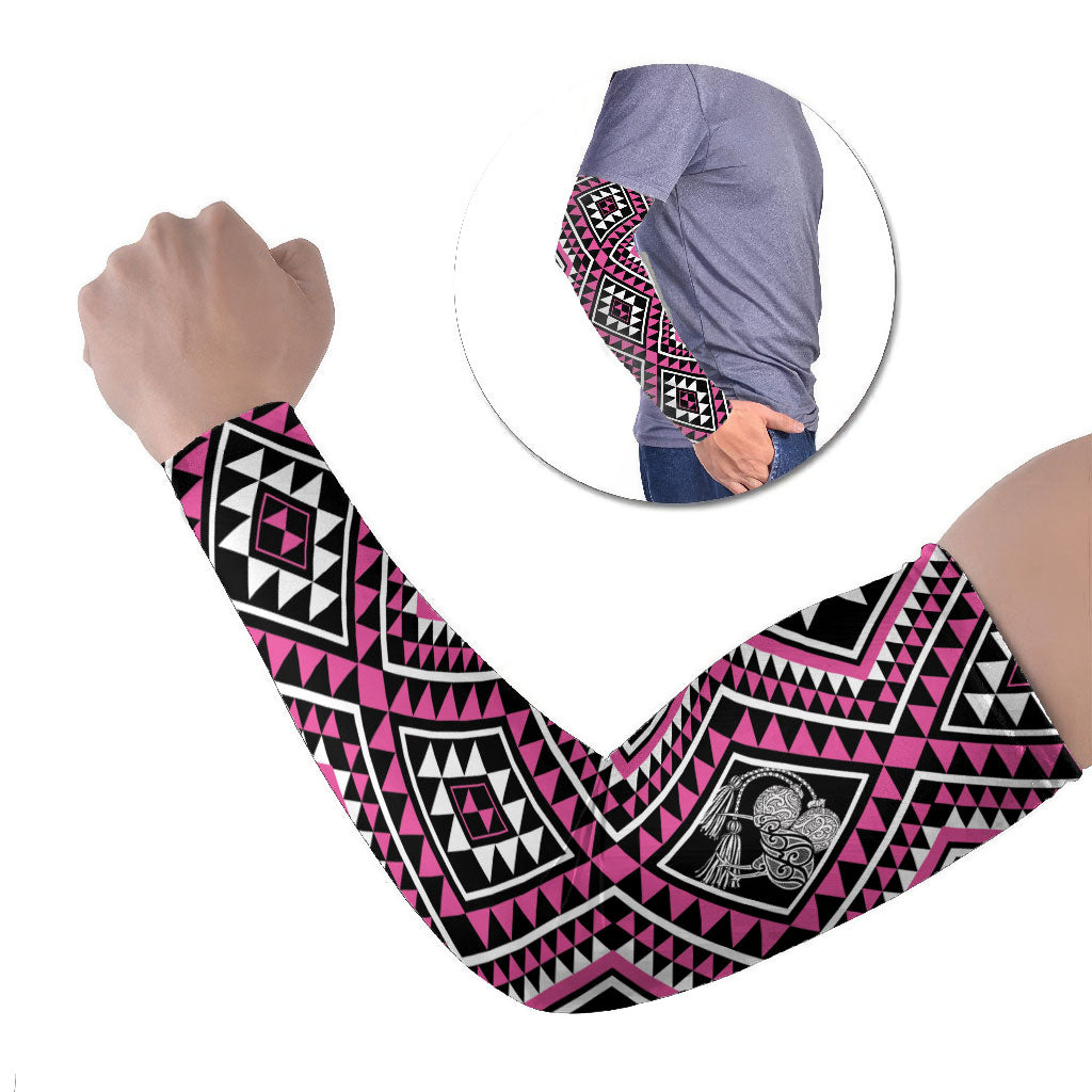 New Zealand Mawhero Taniko Motifs Arm Sleeves Maori Poi Dance Costume Inspired LT14 Set of 2 Pink - Polynesian Pride