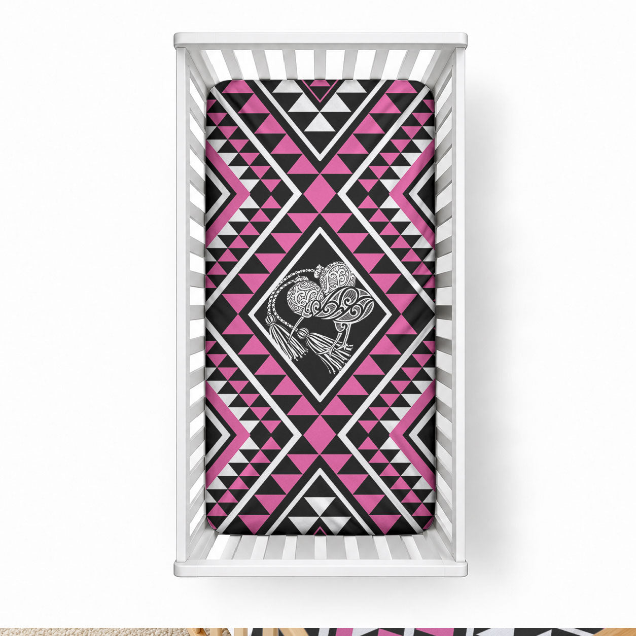 New Zealand Mawhero Taniko Motifs Baby Bed Cover Maori Poi Dance Costume Inspired LT14 28 × 52 in Pink - Polynesian Pride