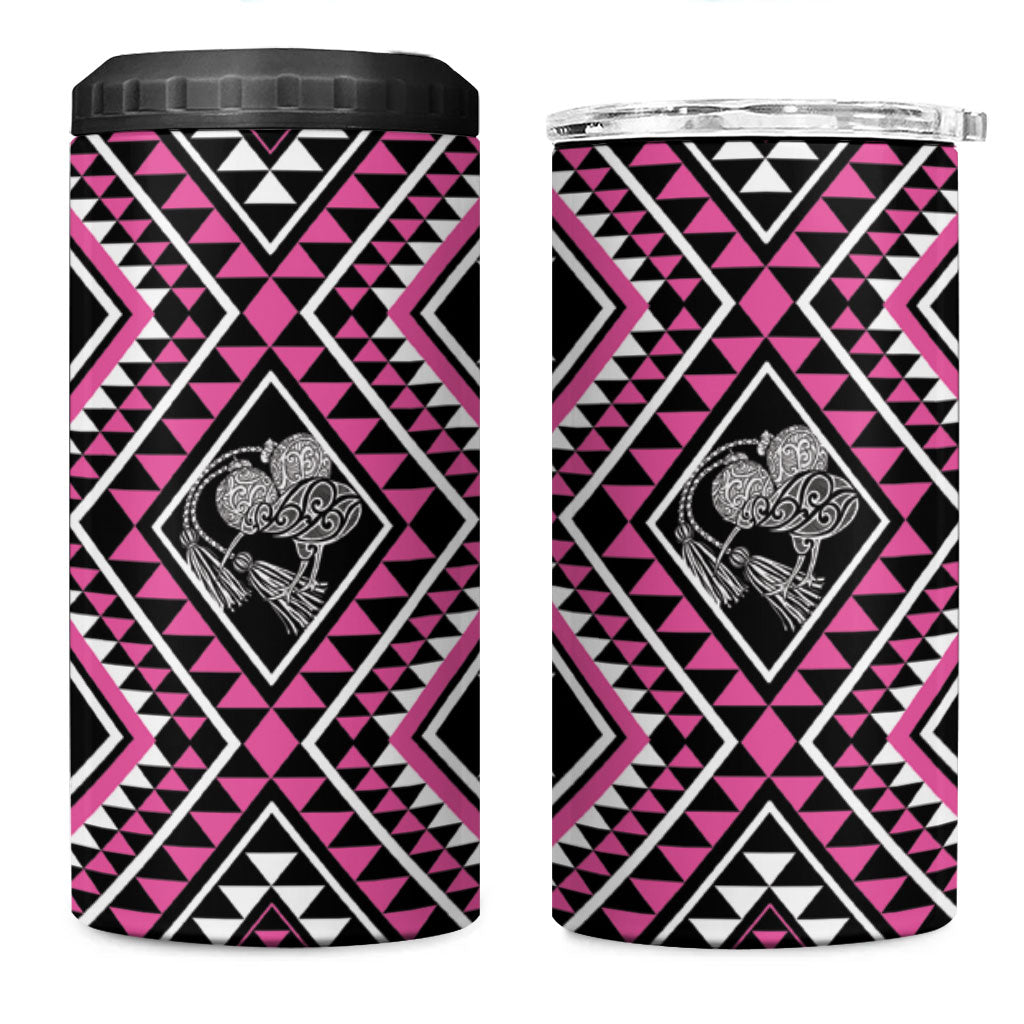 New Zealand Mawhero Taniko Motifs 4 in 1 Can Cooler Tumbler Maori Poi Dance Costume Inspired LT14 One Size: 16 oz Pink - Polynesian Pride