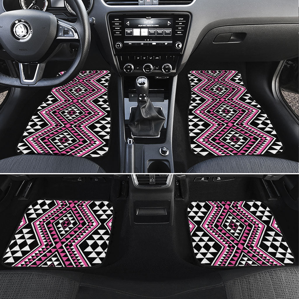 New Zealand Mawhero Taniko Motifs Car Mats Maori Poi Dance Costume Inspired LT14 Set 4pcs Pink - Polynesian Pride