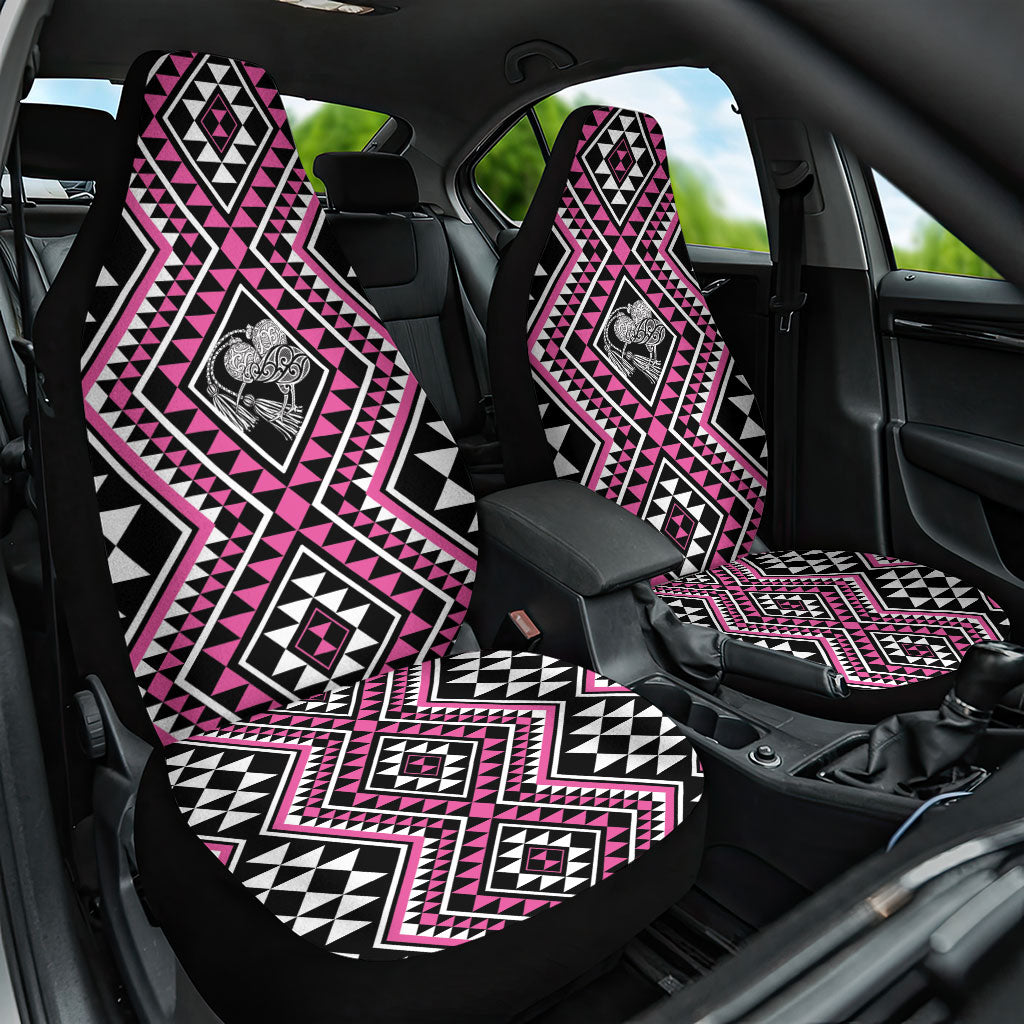 New Zealand Mawhero Taniko Motifs Car Seat Cover Maori Poi Dance Costume Inspired LT14 One Size Pink - Polynesian Pride