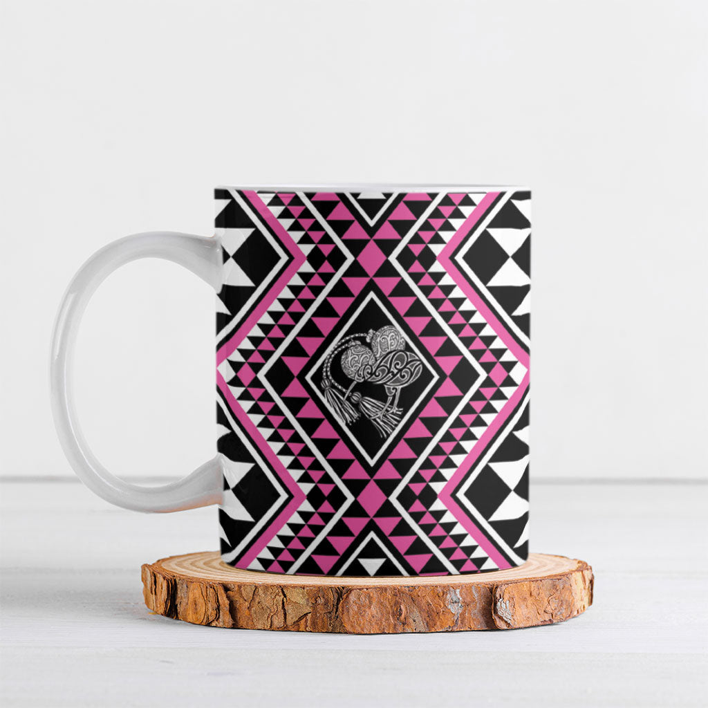 New Zealand Mawhero Taniko Motifs Ceramic Mug Maori Poi Dance Costume Inspired LT14 Pink - Polynesian Pride