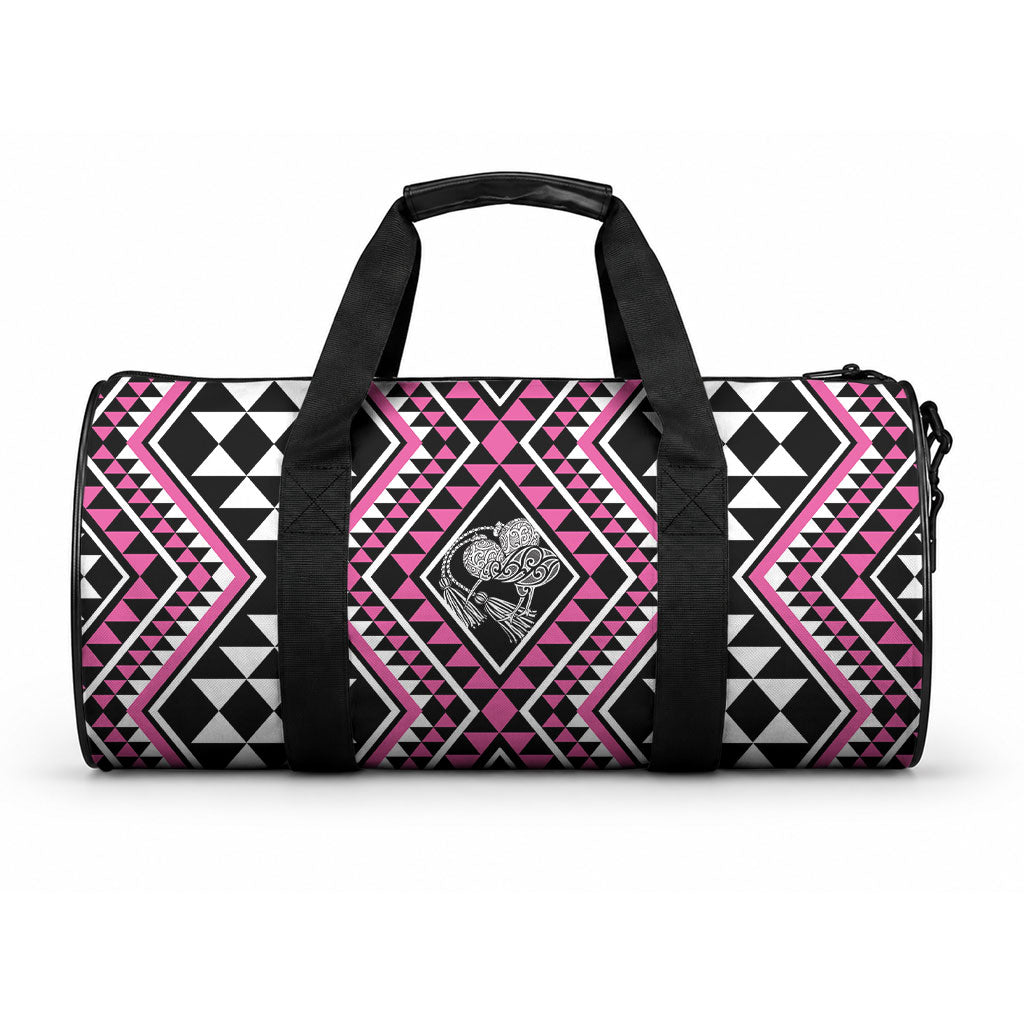New Zealand Mawhero Taniko Motifs Duffle Bag Maori Poi Dance Costume Inspired LT14 One size Pink - Polynesian Pride