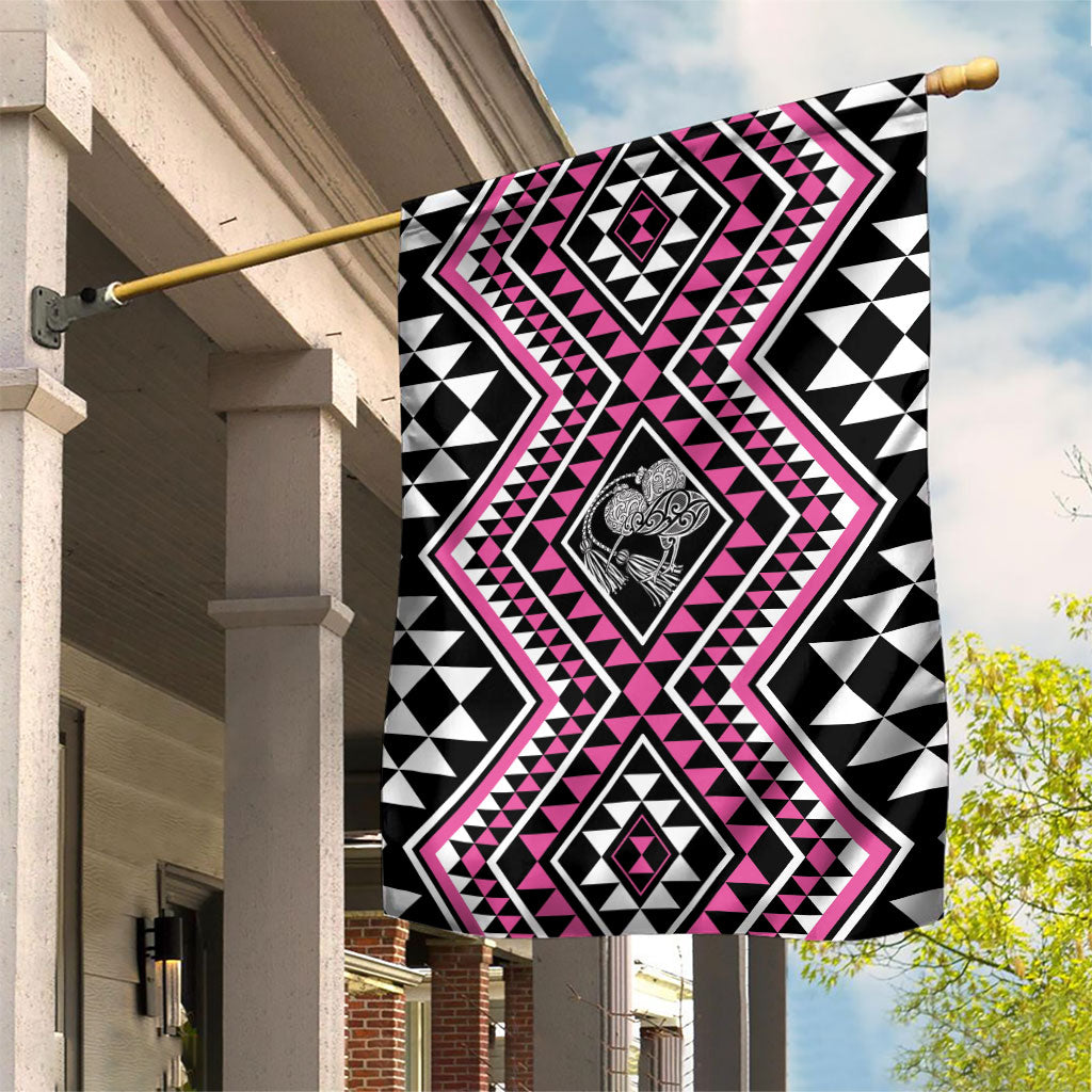 New Zealand Mawhero Taniko Motifs Garden Flag Maori Poi Dance Costume Inspired LT14 House Flag Pink - Polynesian Pride