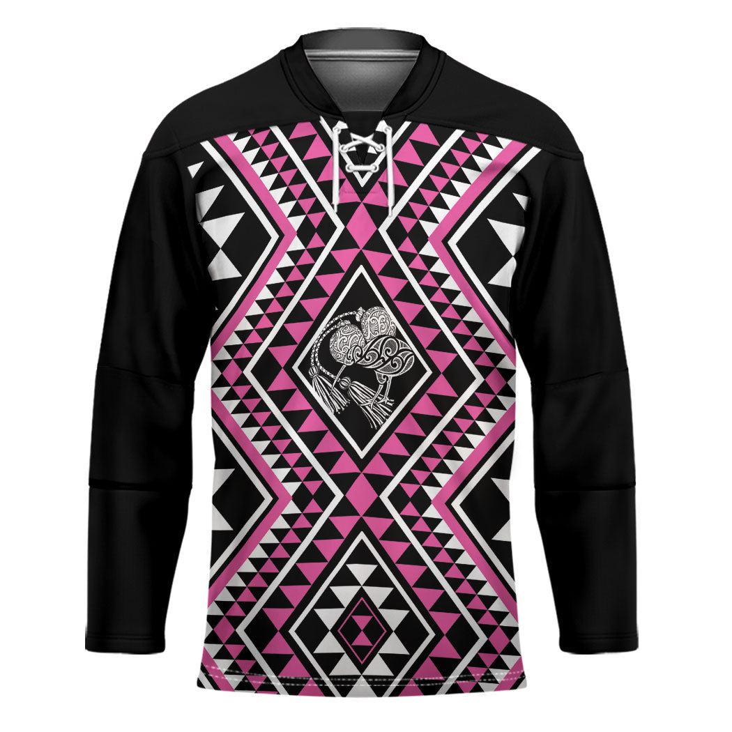 New Zealand Mawhero Taniko Motifs Hockey Jersey Maori Poi Dance Costume Inspired LT14 Unisex Pink - Polynesian Pride
