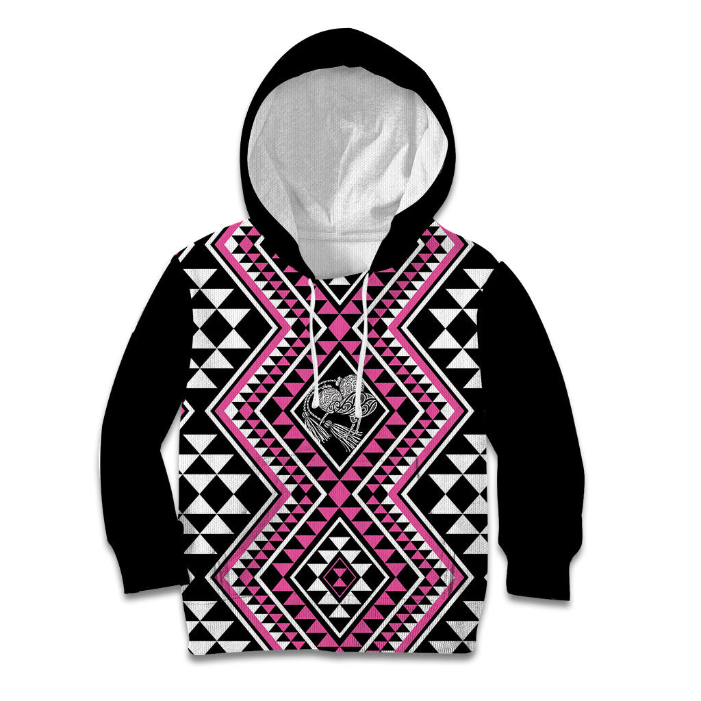 New Zealand Mawhero Taniko Motifs Kid Hoodie Maori Poi Dance Costume Inspired LT14 Hoodie Pink - Polynesian Pride