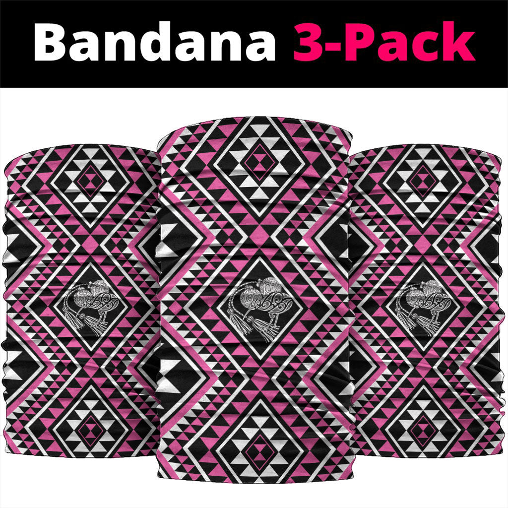New Zealand Mawhero Taniko Motifs Neck Gaiter Maori Poi Dance Costume Inspired LT14 package One Size: 25*50cm Pink - Polynesian Pride
