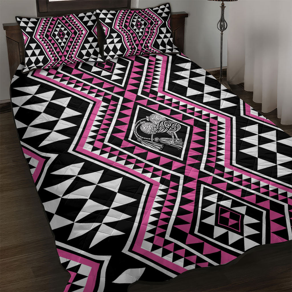 New Zealand Mawhero Taniko Motifs Quilt Bed Set Maori Poi Dance Costume Inspired LT14 Pink - Polynesian Pride