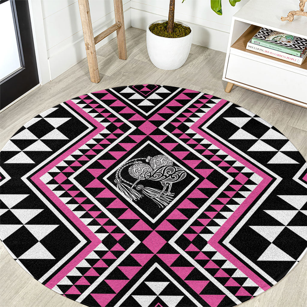 New Zealand Mawhero Taniko Motifs Round Carpet Maori Poi Dance Costume Inspired LT14 Pink - Polynesian Pride