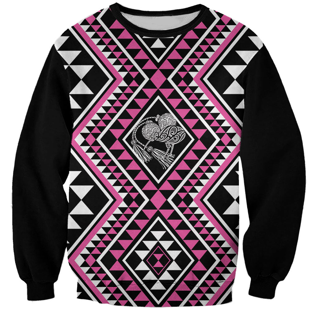 New Zealand Mawhero Taniko Motifs Sweatshirt Maori Poi Dance Costume Inspired LT14 Unisex Pink - Polynesian Pride