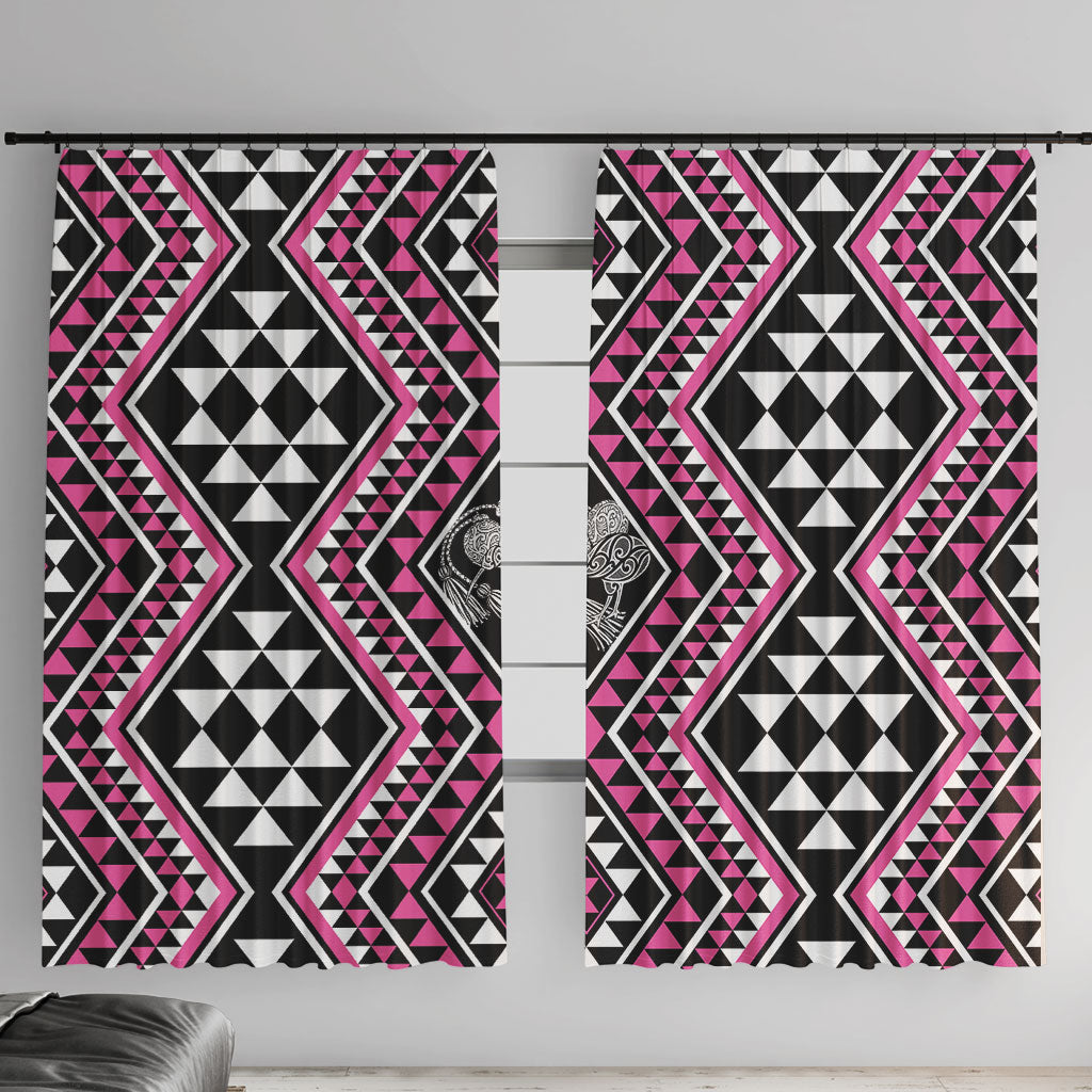 New Zealand Mawhero Taniko Motifs Window Curtain Maori Poi Dance Costume Inspired LT14 With Hooks Pink - Polynesian Pride