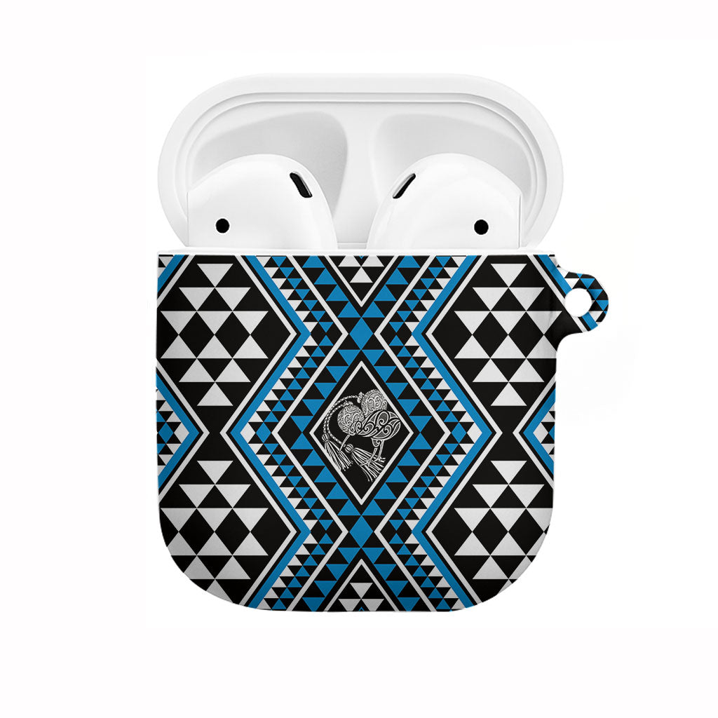 New Zealand Kikorangi Taniko Motifs AirPods Case Maori Poi Dance Costume Inspired LT14 Blue - Polynesian Pride