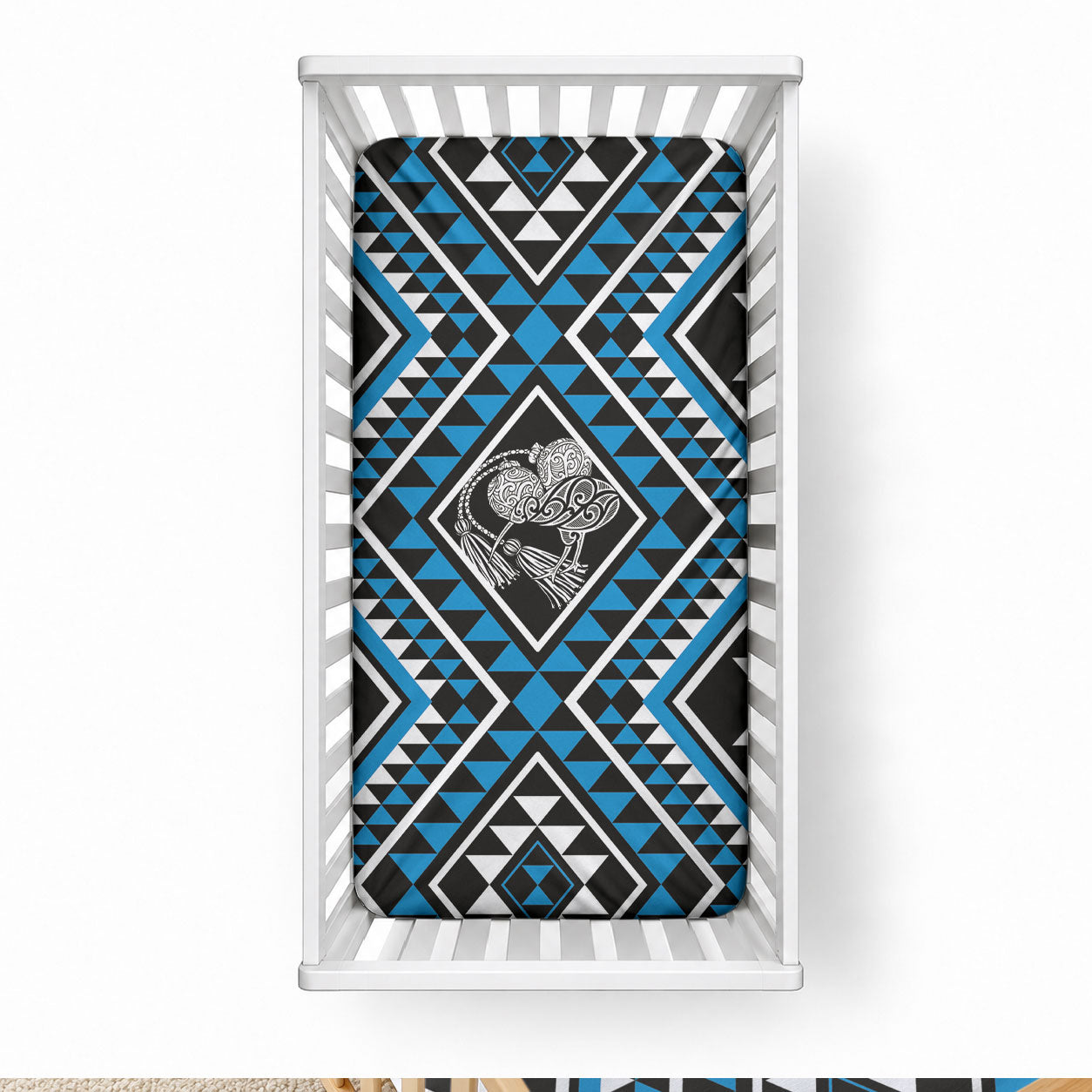 New Zealand Kikorangi Taniko Motifs Baby Bed Cover Maori Poi Dance Costume Inspired LT14 28 × 52 in Blue - Polynesian Pride