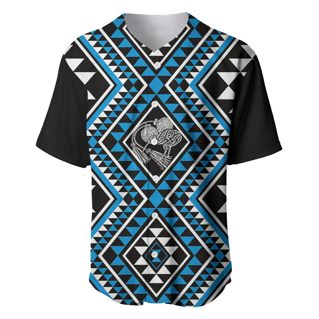 New Zealand Kikorangi Taniko Motifs Baseball Jersey Maori Poi Dance Costume Inspired LT14 Blue - Polynesian Pride