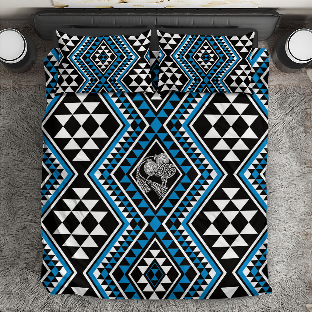 New Zealand Kikorangi Taniko Motifs Bedding Set Maori Poi Dance Costume Inspired LT14 Blue - Polynesian Pride