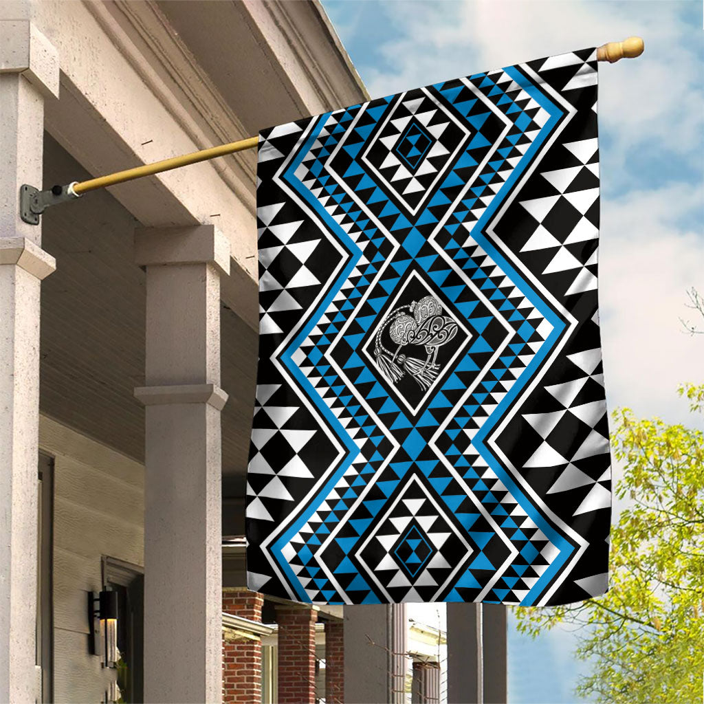 New Zealand Kikorangi Taniko Motifs Garden Flag Maori Poi Dance Costume Inspired LT14 House Flag Blue - Polynesian Pride