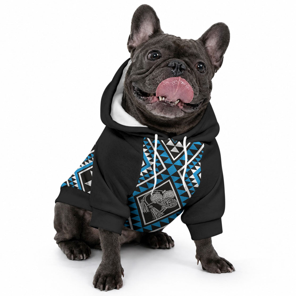 New Zealand Kikorangi Taniko Motifs Pet Hoodie Maori Poi Dance Costume Inspired LT14 - Polynesian Pride