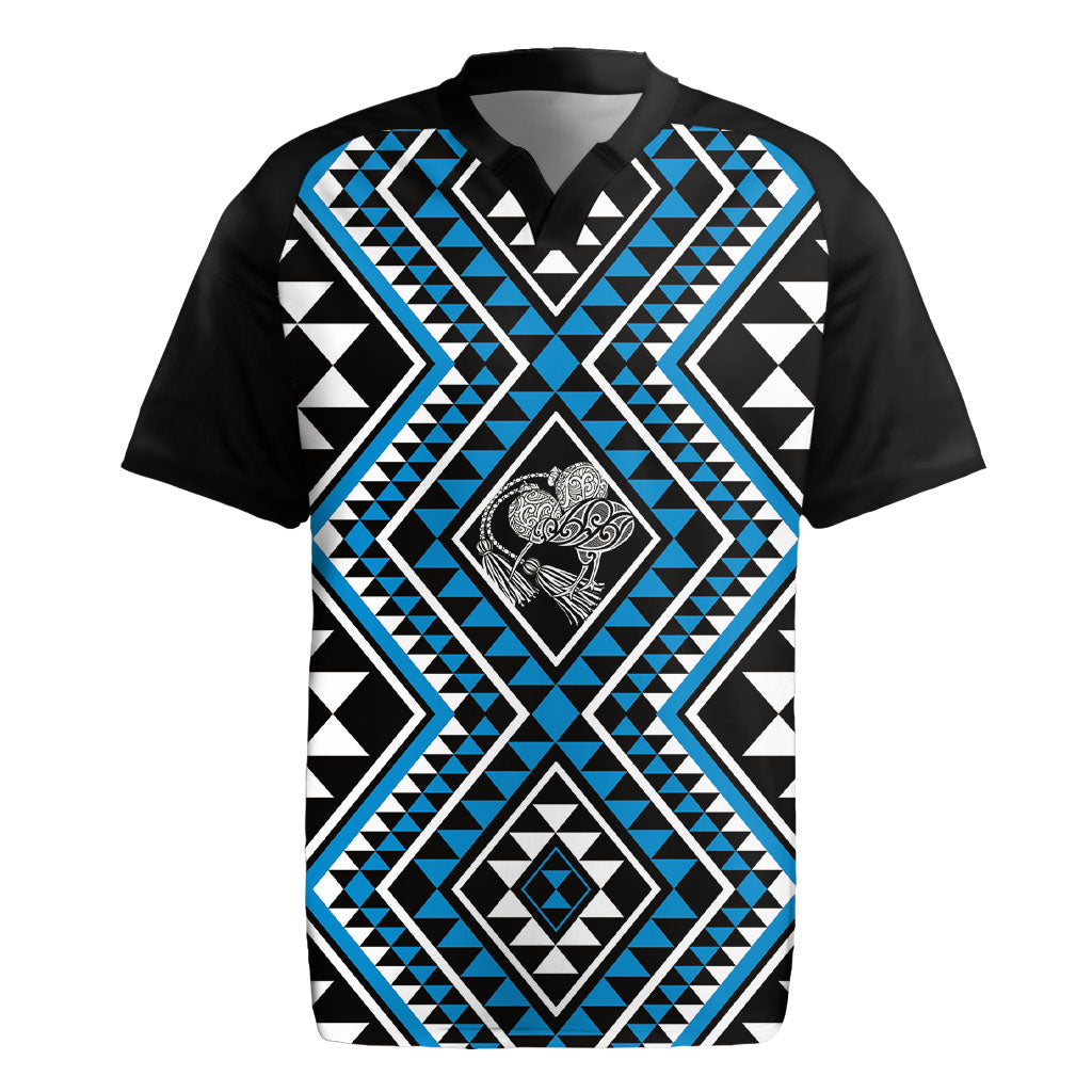 New Zealand Kikorangi Taniko Motifs Rugby Jersey Maori Poi Dance Costume Inspired LT14 Blue - Polynesian Pride
