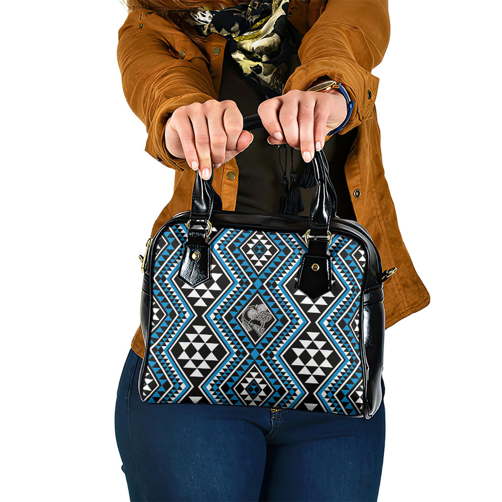 New Zealand Kikorangi Taniko Motifs Shoulder Handbag Maori Poi Dance Costume Inspired LT14 One Size Blue - Polynesian Pride