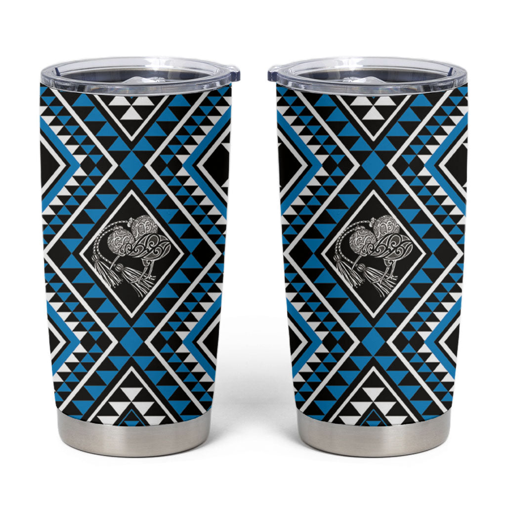 New Zealand Kikorangi Taniko Motifs Tumbler Cup Maori Poi Dance Costume Inspired LT14 Blue - Polynesian Pride