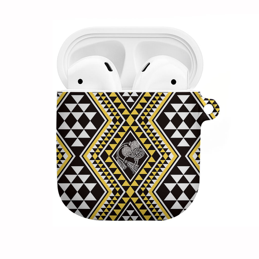 New Zealand Kowhai Taniko Motifs AirPods Case Maori Poi Dance Costume Inspired LT14 Yellow - Polynesian Pride