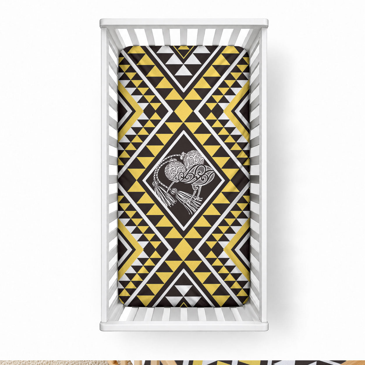 New Zealand Kowhai Taniko Motifs Baby Bed Cover Maori Poi Dance Costume Inspired LT14 28 × 52 in Yellow - Polynesian Pride