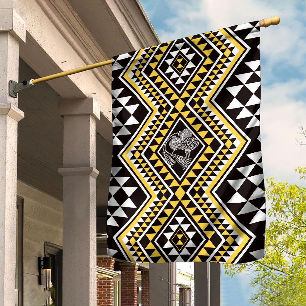 New Zealand Kowhai Taniko Motifs Garden Flag Maori Poi Dance Costume Inspired LT14 House Flag Yellow - Polynesian Pride