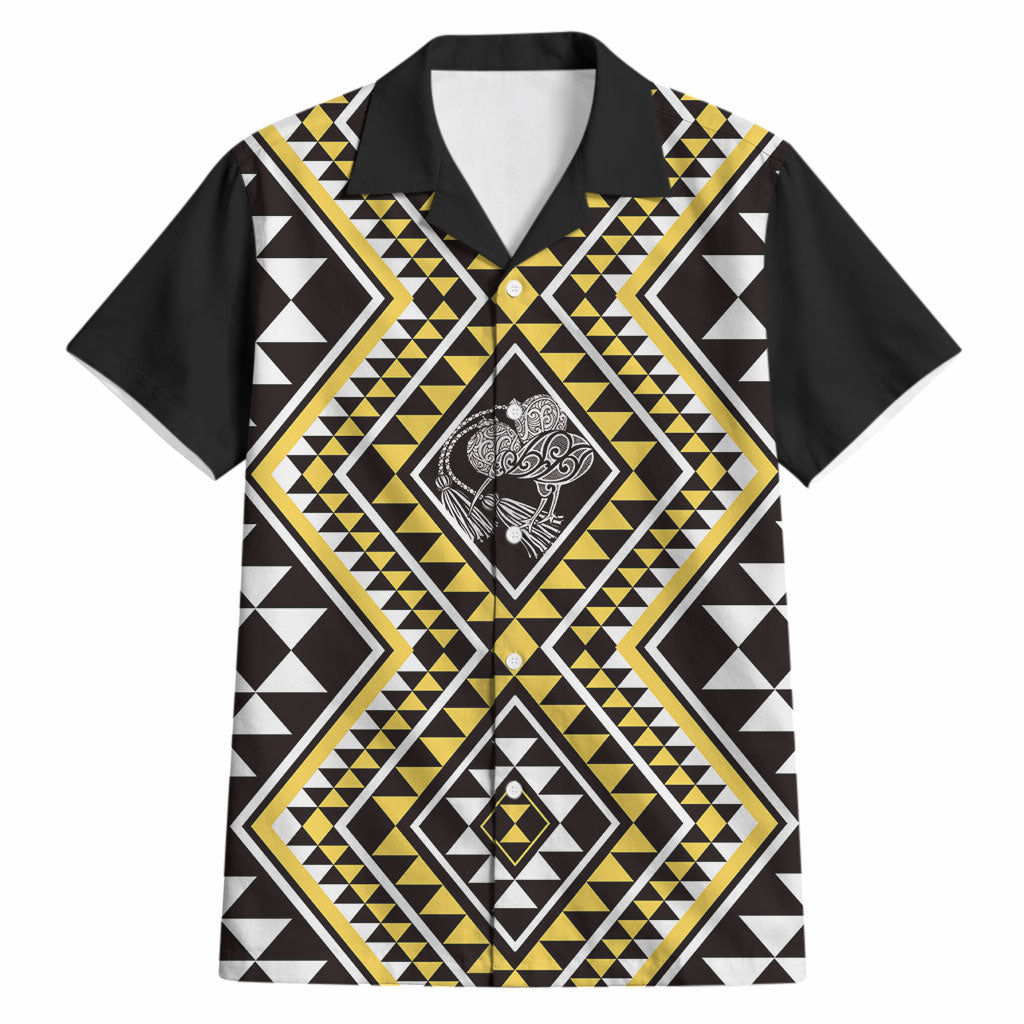 New Zealand Kowhai Taniko Motifs Hawaiian Shirt Maori Poi Dance Costume Inspired LT14 Yellow - Polynesian Pride