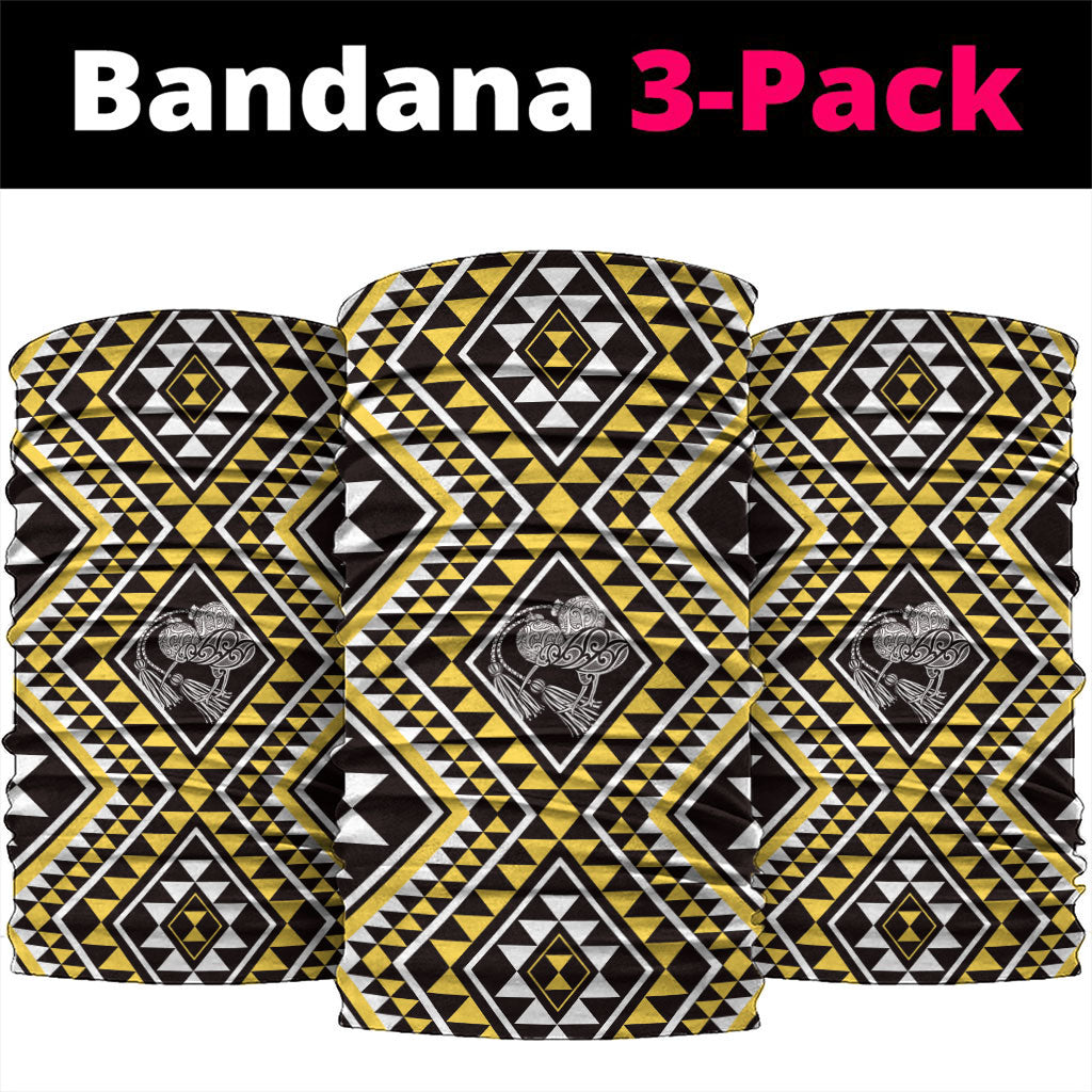 New Zealand Kowhai Taniko Motifs Neck Gaiter Maori Poi Dance Costume Inspired LT14 package One Size: 25*50cm Yellow - Polynesian Pride