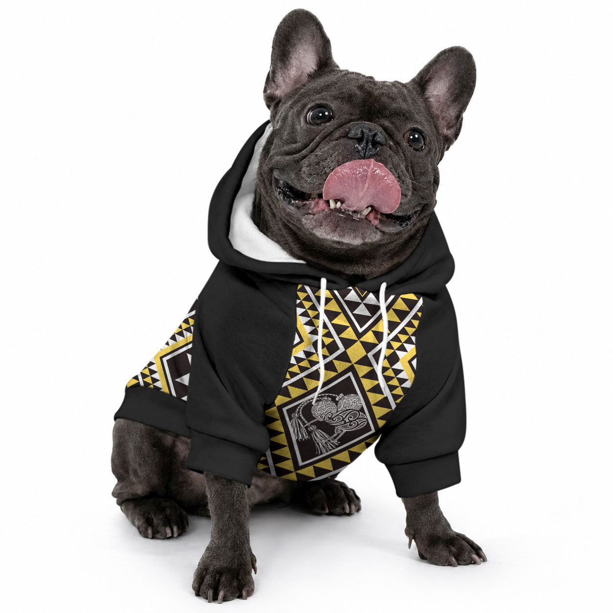 New Zealand Kowhai Taniko Motifs Pet Hoodie Maori Poi Dance Costume Inspired LT14 - Polynesian Pride