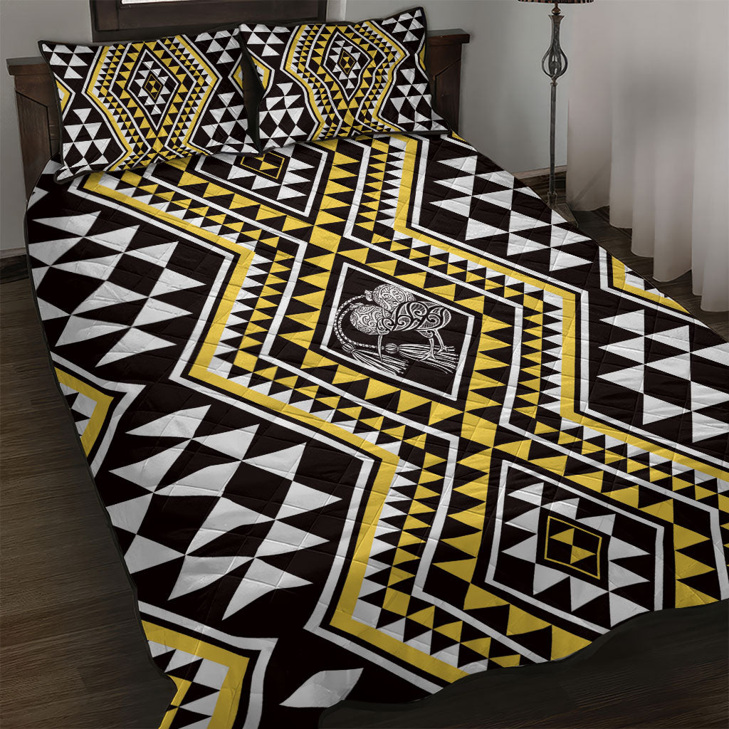 New Zealand Kowhai Taniko Motifs Quilt Bed Set Maori Poi Dance Costume Inspired LT14 Yellow - Polynesian Pride