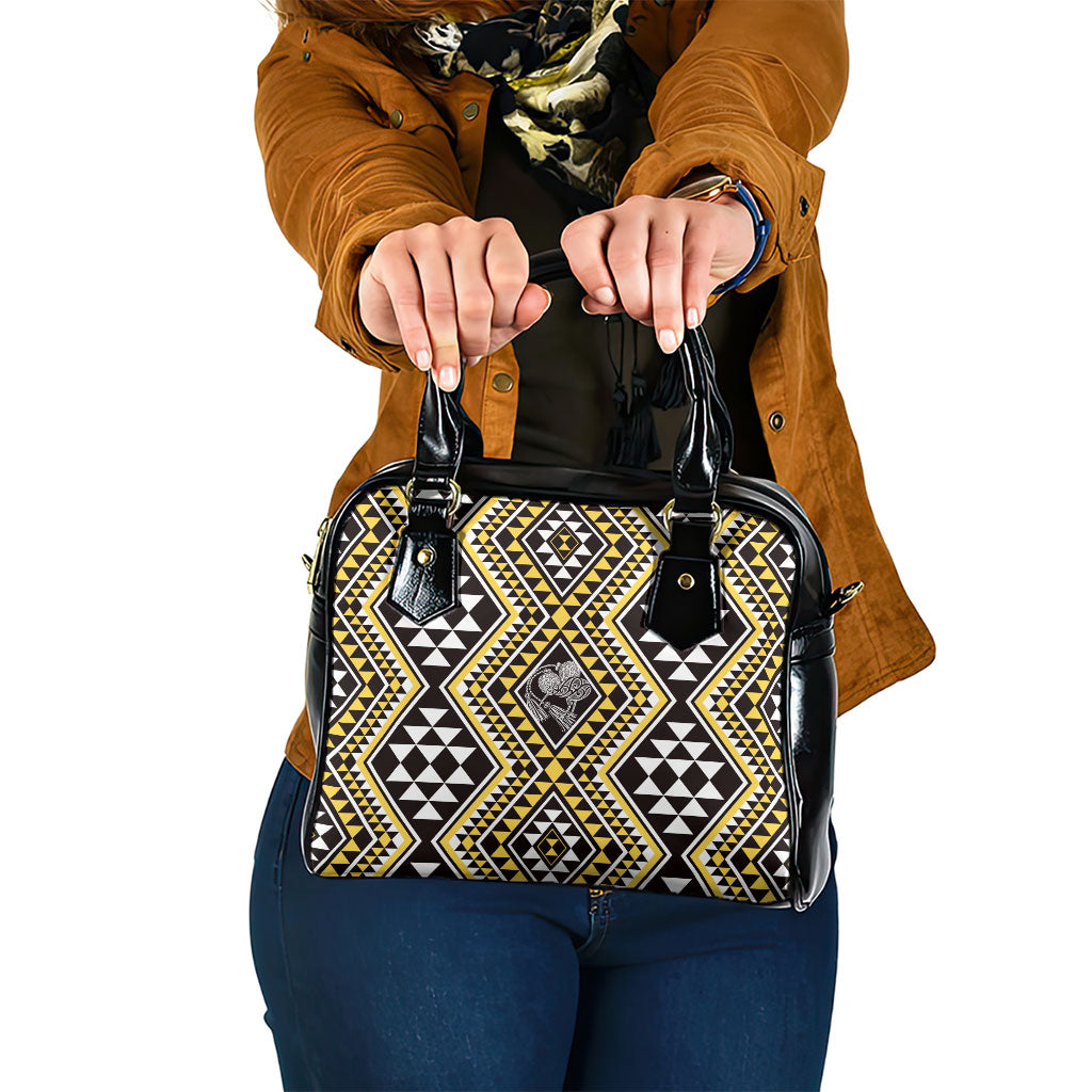New Zealand Kowhai Taniko Motifs Shoulder Handbag Maori Poi Dance Costume Inspired LT14 One Size Yellow - Polynesian Pride