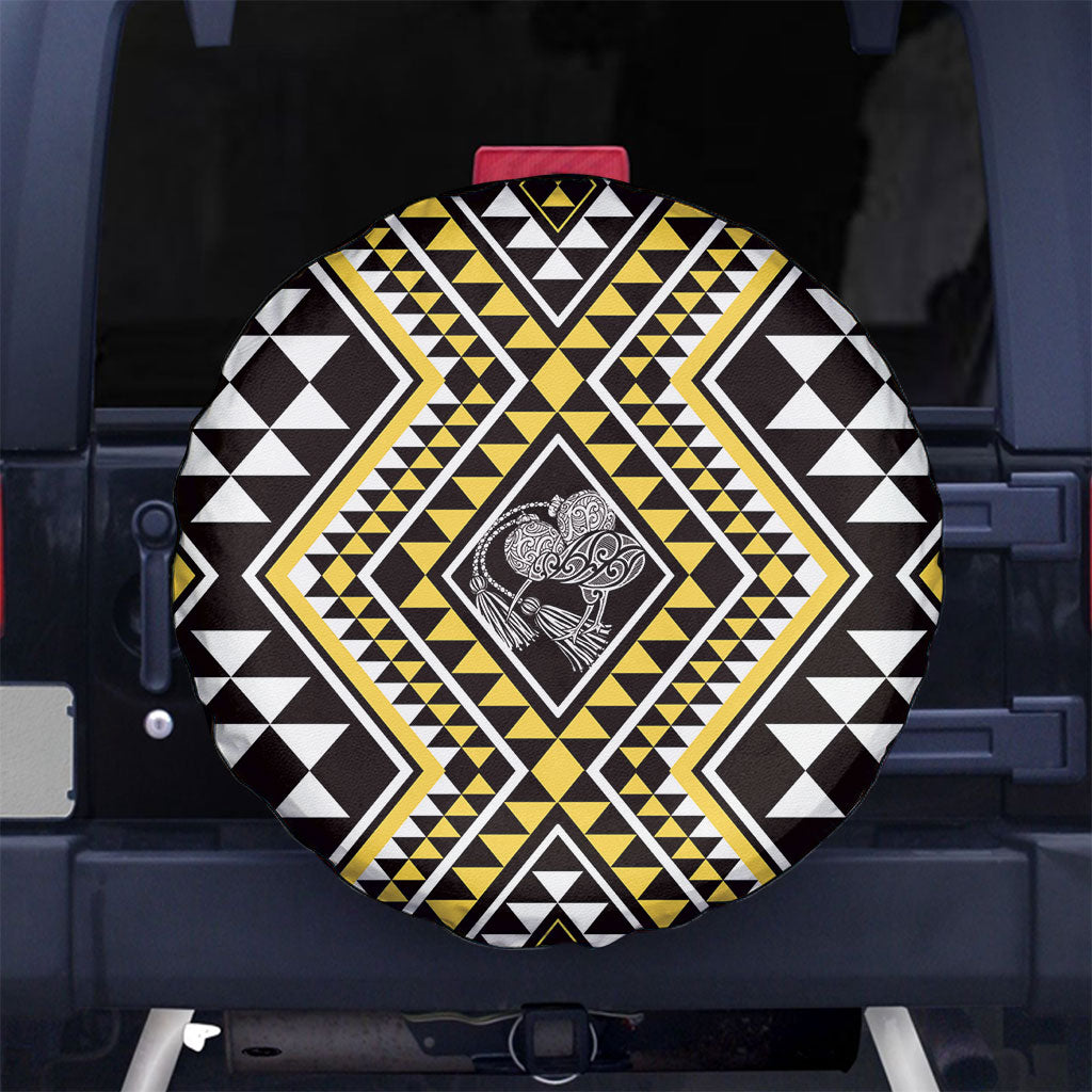 New Zealand Kowhai Taniko Motifs Spare Tire Cover Maori Poi Dance Costume Inspired LT14 No hole Yellow - Polynesian Pride