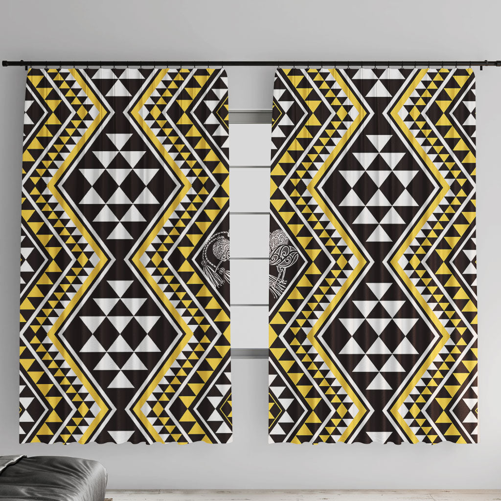 New Zealand Kowhai Taniko Motifs Window Curtain Maori Poi Dance Costume Inspired LT14 With Hooks Yellow - Polynesian Pride