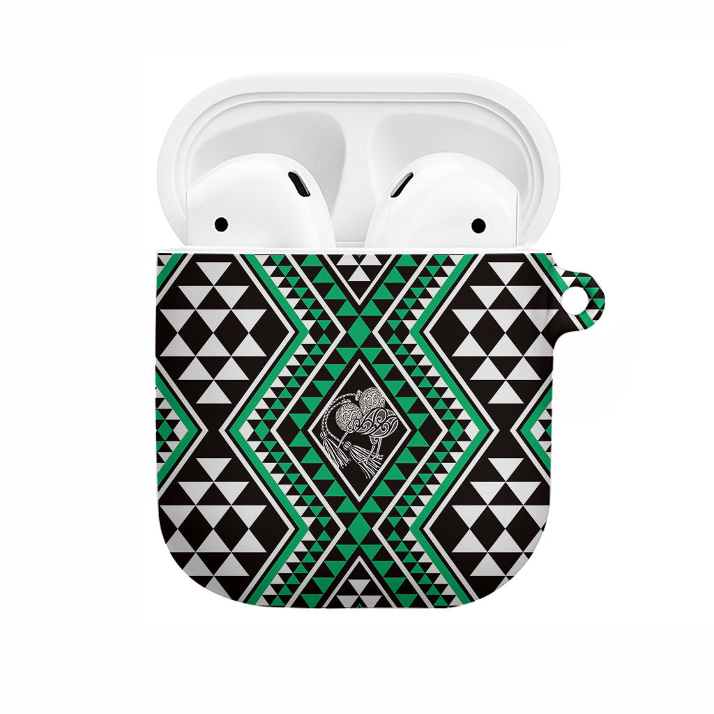 New Zealand Kakariki Taniko Motifs AirPods Case Maori Poi Dance Costume Inspired LT14 Green - Polynesian Pride