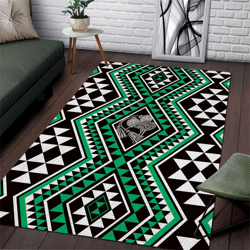 New Zealand Kakariki Taniko Motifs Area Rug Maori Poi Dance Costume Inspired LT14 Green - Polynesian Pride