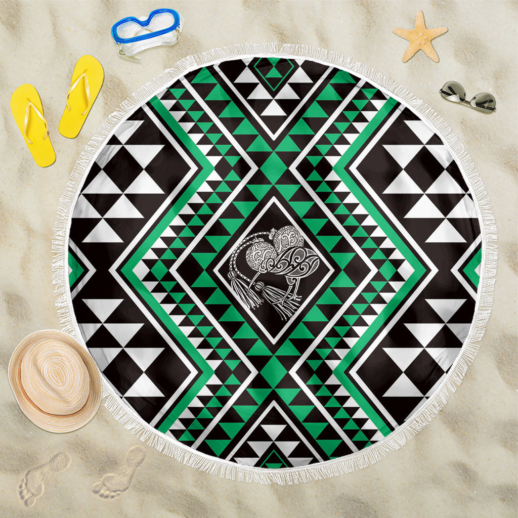 New Zealand Kakariki Taniko Motifs Beach Blanket Maori Poi Dance Costume Inspired LT14 One Size 150cm Green - Polynesian Pride
