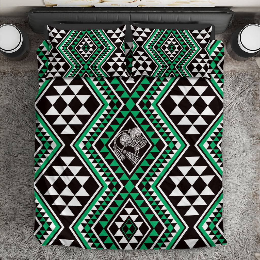 New Zealand Kakariki Taniko Motifs Bedding Set Maori Poi Dance Costume Inspired LT14 Green - Polynesian Pride