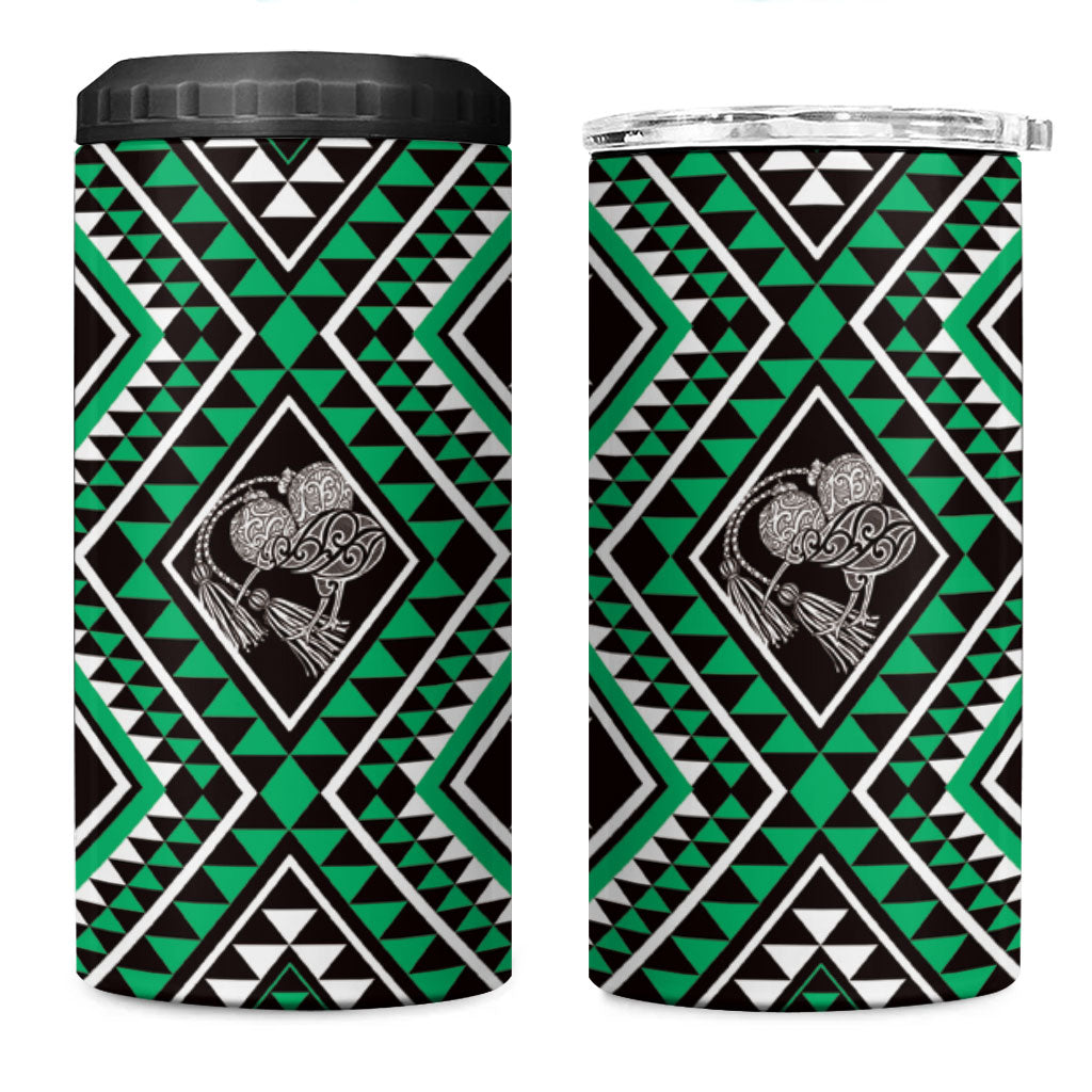 New Zealand Kakariki Taniko Motifs 4 in 1 Can Cooler Tumbler Maori Poi Dance Costume Inspired LT14 One Size: 16 oz Green - Polynesian Pride