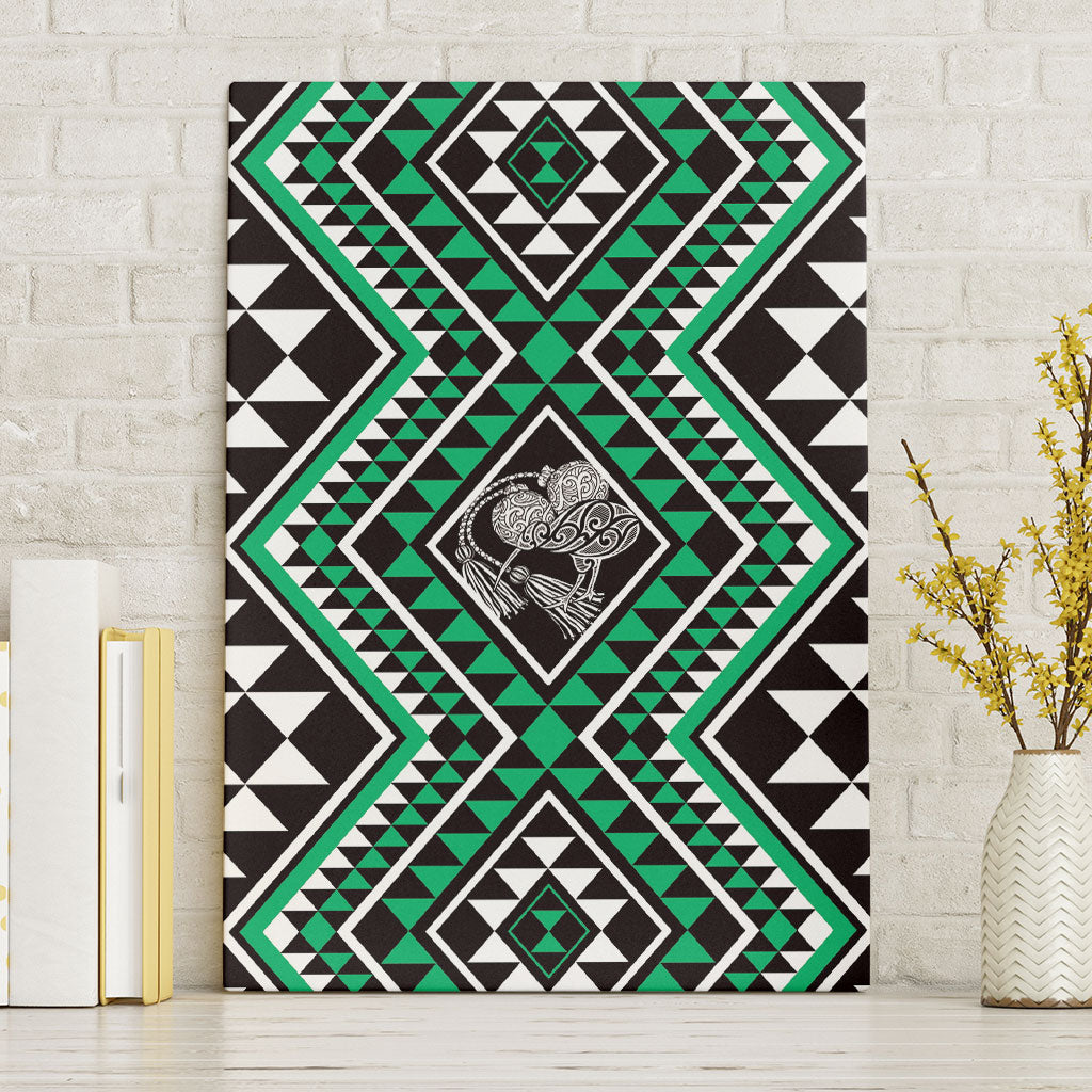 New Zealand Kakariki Taniko Motifs Canvas Wall Art Maori Poi Dance Costume Inspired LT14 Without Frame Green - Polynesian Pride