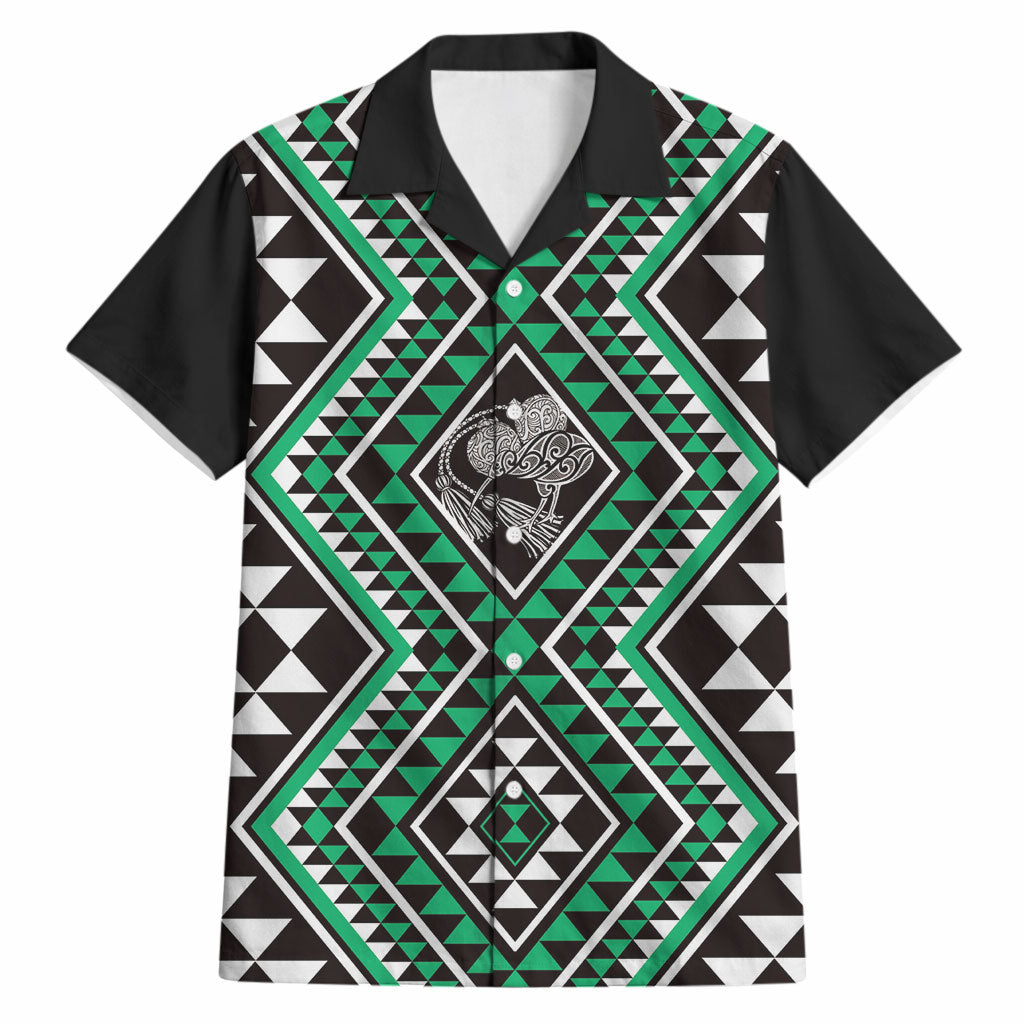 New Zealand Kakariki Taniko Motifs Hawaiian Shirt Maori Poi Dance Costume Inspired LT14 Green - Polynesian Pride