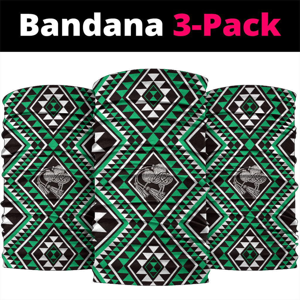 New Zealand Kakariki Taniko Motifs Neck Gaiter Maori Poi Dance Costume Inspired LT14 package One Size: 25*50cm Green - Polynesian Pride