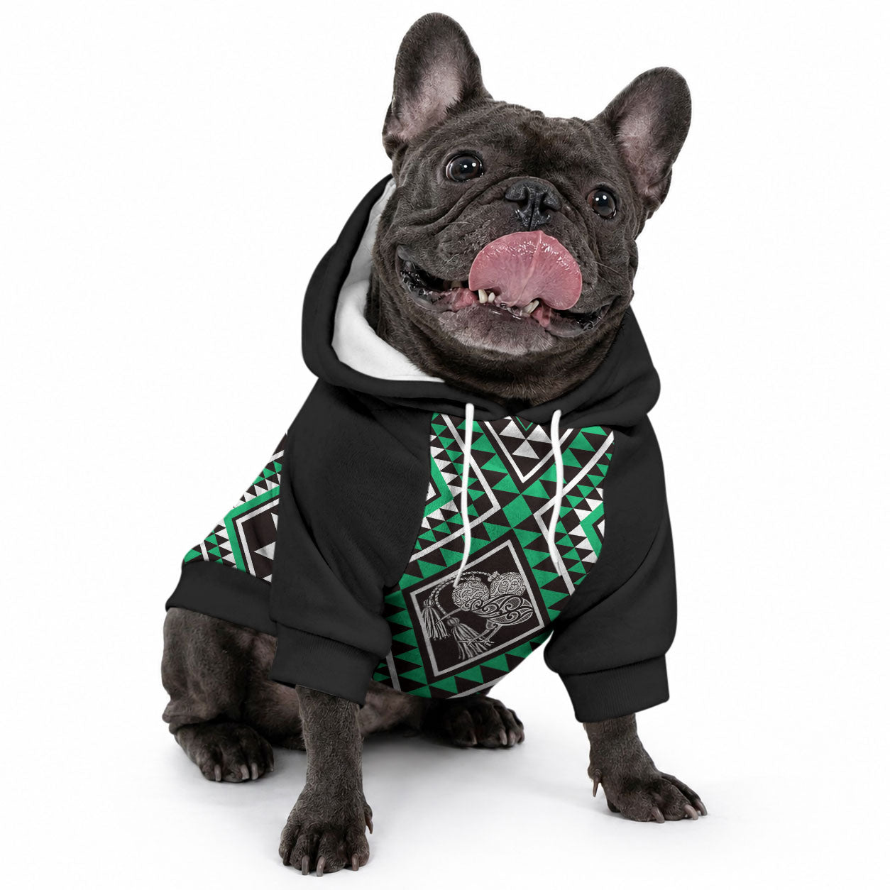 New Zealand Kakariki Taniko Motifs Pet Hoodie Maori Poi Dance Costume Inspired LT14 - Polynesian Pride
