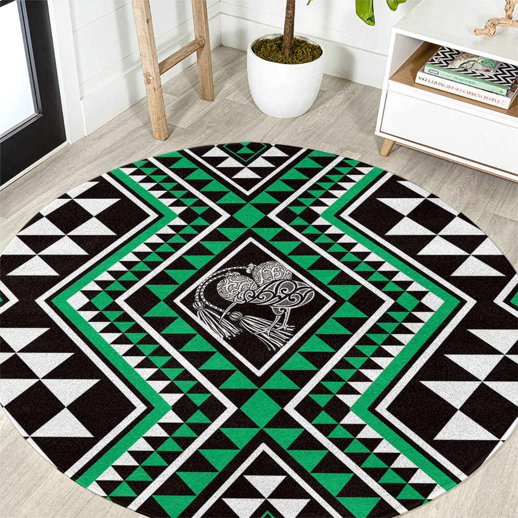 New Zealand Kakariki Taniko Motifs Round Carpet Maori Poi Dance Costume Inspired LT14 Green - Polynesian Pride