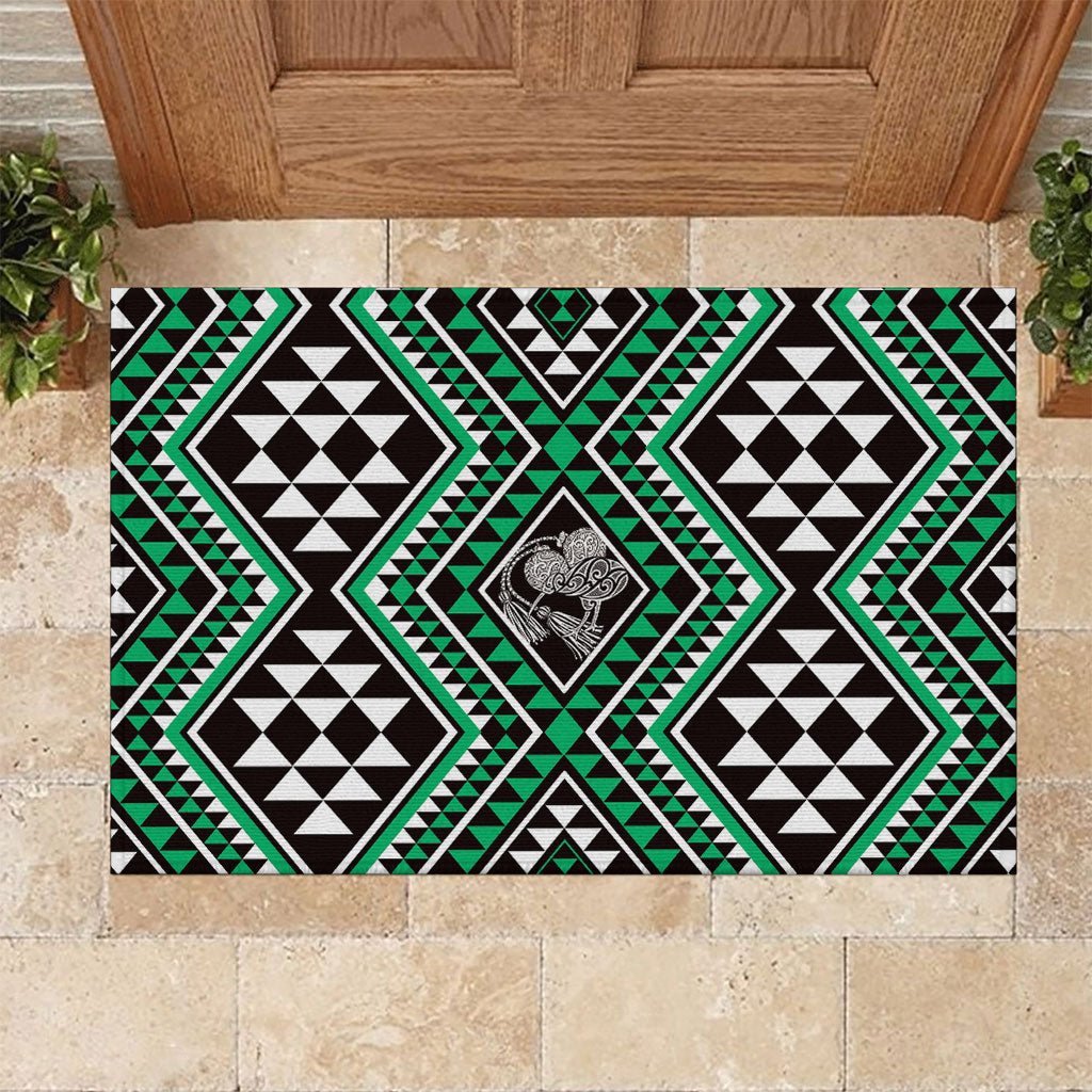New Zealand Kakariki Taniko Motifs Rubber Doormat Maori Poi Dance Costume Inspired LT14 Green - Polynesian Pride